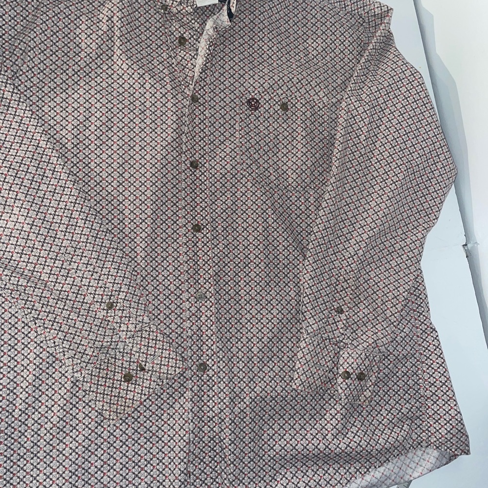 Wrangler Mens George Strait Chestnut Mini Print Shirt large